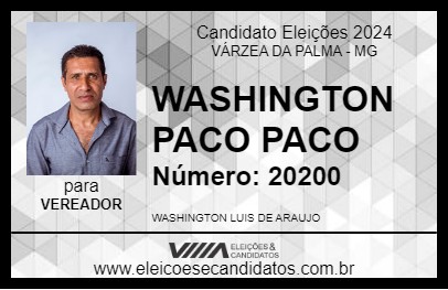 Candidato WASHINGTON PACO PACO  2024 - VÁRZEA DA PALMA - Eleições