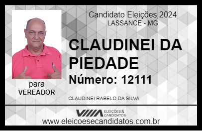 Candidato CLAUDINEI DA PIEDADE 2024 - LASSANCE - Eleições