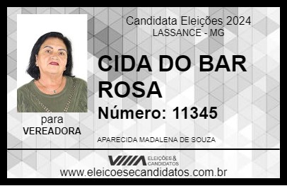 Candidato CIDA DO BAR ROSA 2024 - LASSANCE - Eleições