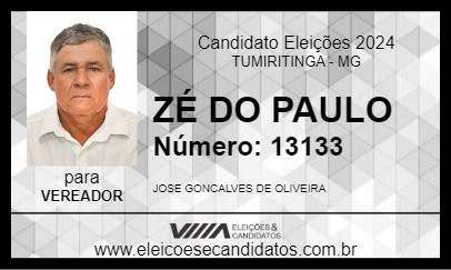 Candidato ZÉ DO PAULO 2024 - TUMIRITINGA - Eleições