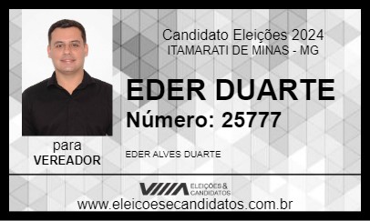 Candidato EDER DUARTE 2024 - ITAMARATI DE MINAS - Eleições