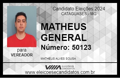 Candidato MATHEUS GENERAL 2024 - CATAGUASES - Eleições