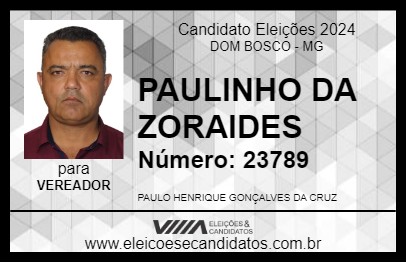 Candidato PAULINHO DA ZORAIDES 2024 - DOM BOSCO - Eleições