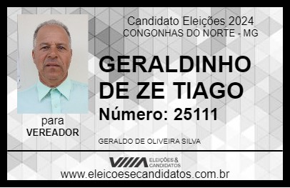 Candidato GERALDINHO DE ZE TIAGO 2024 - CONGONHAS DO NORTE - Eleições