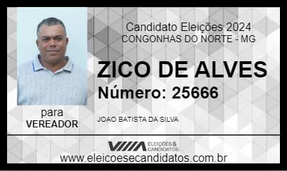 Candidato ZICO DE ALVES 2024 - CONGONHAS DO NORTE - Eleições