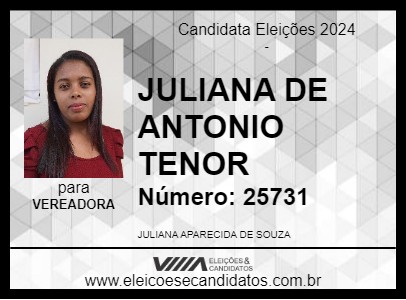 Candidato JULIANA DE ANTONIO TENOR 2024 - CONGONHAS DO NORTE - Eleições