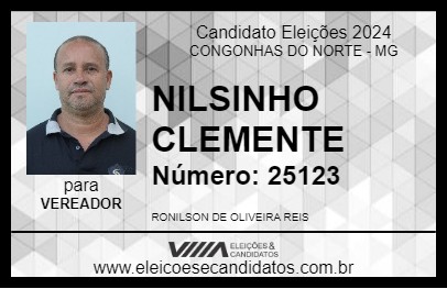 Candidato NILSINHO CLEMENTE 2024 - CONGONHAS DO NORTE - Eleições