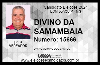 Candidato DIVINO DA SAMAMBAIA 2024 - DOM JOAQUIM - Eleições