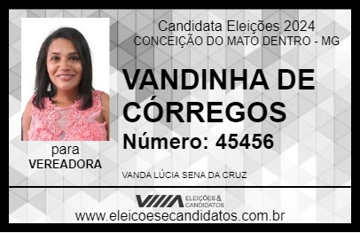 Candidato VANDINHA DE CÓRREGOS 2024 - CONCEIÇÃO DO MATO DENTRO - Eleições