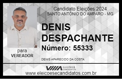 Candidato DENIS DESPACHANTE 2024 - SANTO ANTÔNIO DO AMPARO - Eleições