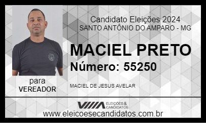 Candidato MACIEL PRETO 2024 - SANTO ANTÔNIO DO AMPARO - Eleições