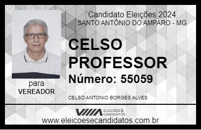 Candidato CELSO PROFESSOR 2024 - SANTO ANTÔNIO DO AMPARO - Eleições