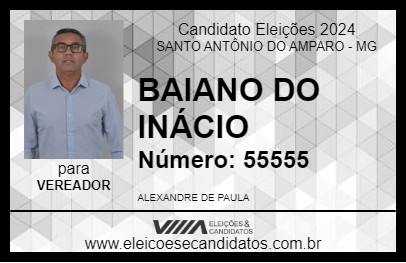 Candidato BAIANO DO INÁCIO 2024 - SANTO ANTÔNIO DO AMPARO - Eleições