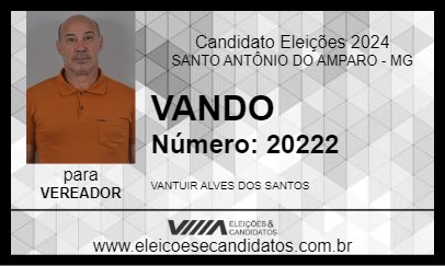 Candidato VANDO 2024 - SANTO ANTÔNIO DO AMPARO - Eleições