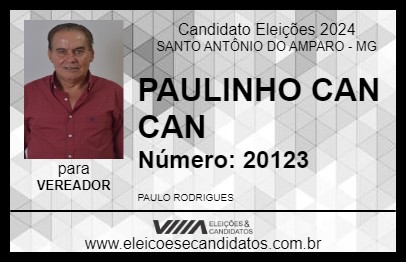 Candidato PAULINHO CAN CAN 2024 - SANTO ANTÔNIO DO AMPARO - Eleições