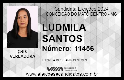 Candidato LUDMILA SANTOS  2024 - CONCEIÇÃO DO MATO DENTRO - Eleições