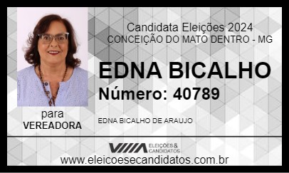 Candidato EDNA BICALHO 2024 - CONCEIÇÃO DO MATO DENTRO - Eleições