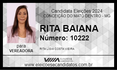 Candidato RITA BAIANA 2024 - CONCEIÇÃO DO MATO DENTRO - Eleições