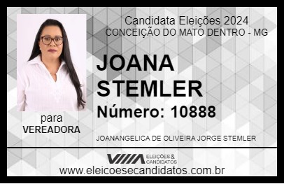 Candidato JOANA STEMLER 2024 - CONCEIÇÃO DO MATO DENTRO - Eleições