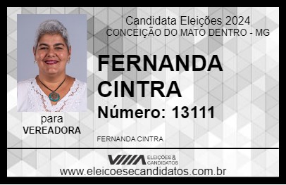 Candidato FERNANDA CINTRA 2024 - CONCEIÇÃO DO MATO DENTRO - Eleições