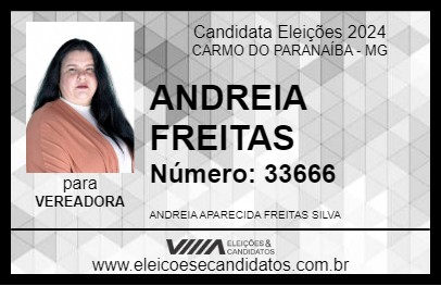 Candidato ANDREIA FREITAS 2024 - CARMO DO PARANAÍBA - Eleições