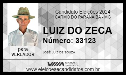 Candidato LUIZ DO ZECA 2024 - CARMO DO PARANAÍBA - Eleições