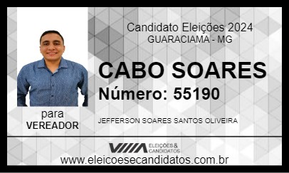 Candidato CABO SOARES 2024 - GUARACIAMA - Eleições