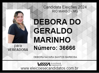 Candidato DEBORA DO GERALDO MARINHO 2024 - RIO MANSO - Eleições