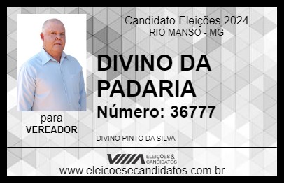 Candidato DIVINO DA PADARIA 2024 - RIO MANSO - Eleições