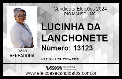 Candidato LUCINHA DA LANCHONETE 2024 - RIO MANSO - Eleições