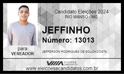 Candidato JEFFINHO 2024 - RIO MANSO - Eleições