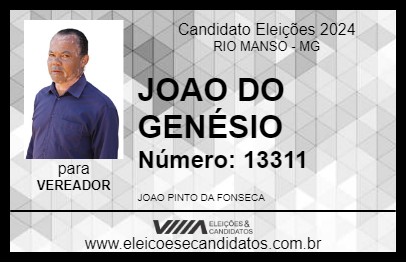 Candidato JOAO DO GENÉSIO 2024 - RIO MANSO - Eleições