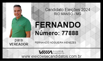 Candidato FERNANDO 2024 - RIO MANSO - Eleições