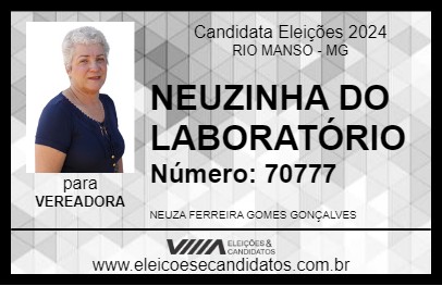 Candidato NEUZINHA DO LABORATÓRIO 2024 - RIO MANSO - Eleições