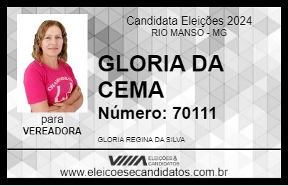 Candidato GLORIA DA CEMA 2024 - RIO MANSO - Eleições