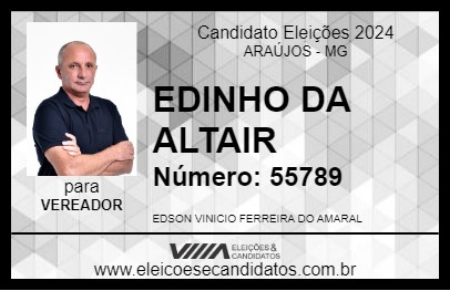 Candidato EDINHO DA ALTAIR 2024 - ARAÚJOS - Eleições