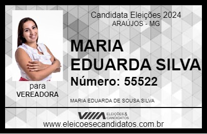 Candidato MARIA EDUARDA SILVA 2024 - ARAÚJOS - Eleições