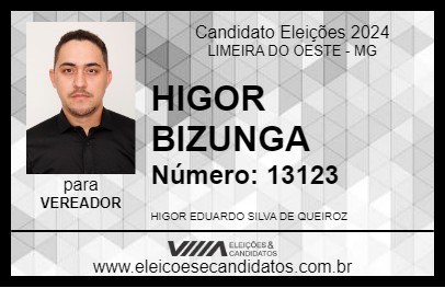 Candidato HIGOR BIZUNGA 2024 - LIMEIRA DO OESTE - Eleições