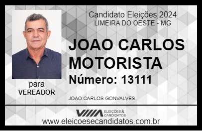 Candidato JOAO CARLOS MOTORISTA 2024 - LIMEIRA DO OESTE - Eleições