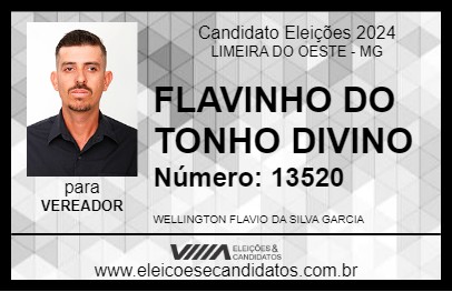 Candidato FLAVINHO DO TONHO DIVINO 2024 - LIMEIRA DO OESTE - Eleições