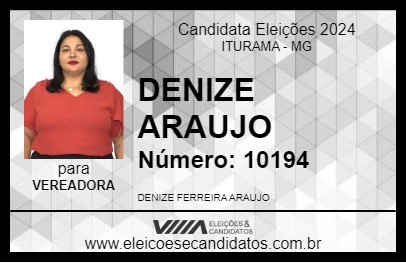 Candidato DENIZE ARAUJO 2024 - ITURAMA - Eleições