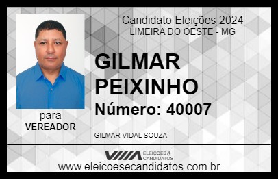 Candidato GILMAR PEIXINHO 2024 - LIMEIRA DO OESTE - Eleições