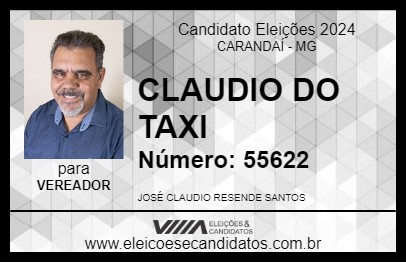 Candidato CLAUDIO DO TAXI 2024 - CARANDAÍ - Eleições