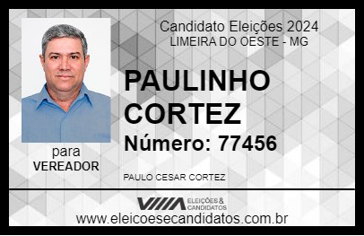 Candidato PAULINHO CORTEZ 2024 - LIMEIRA DO OESTE - Eleições