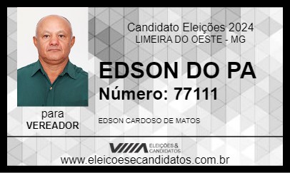 Candidato EDSON DO PA 2024 - LIMEIRA DO OESTE - Eleições