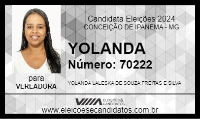 Candidato YOLANDA 2024 - CONCEIÇÃO DE IPANEMA - Eleições