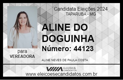 Candidato ALINE DO DOGUINHA 2024 - TAPARUBA - Eleições