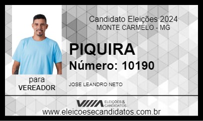 Candidato PIQUIRA 2024 - MONTE CARMELO - Eleições