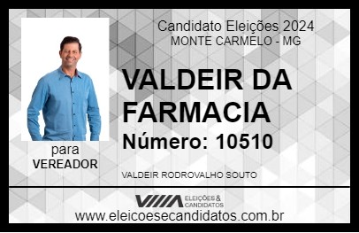 Candidato VALDEIR DA FARMACIA 2024 - MONTE CARMELO - Eleições