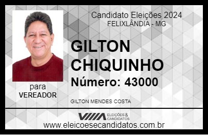 Candidato GILTON CHIQUINHO 2024 - FELIXLÂNDIA - Eleições